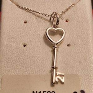 NEW STERLING SILVER 925 "KEY TO MY HEART 21" NECKLACE